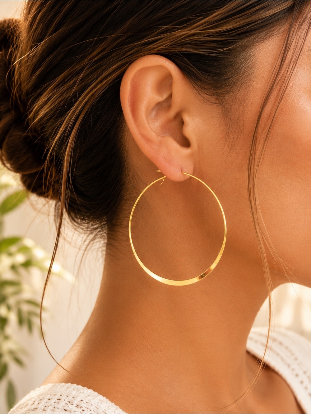 Express Y2K 2 1/2” Gold Flat Hoop Earrings